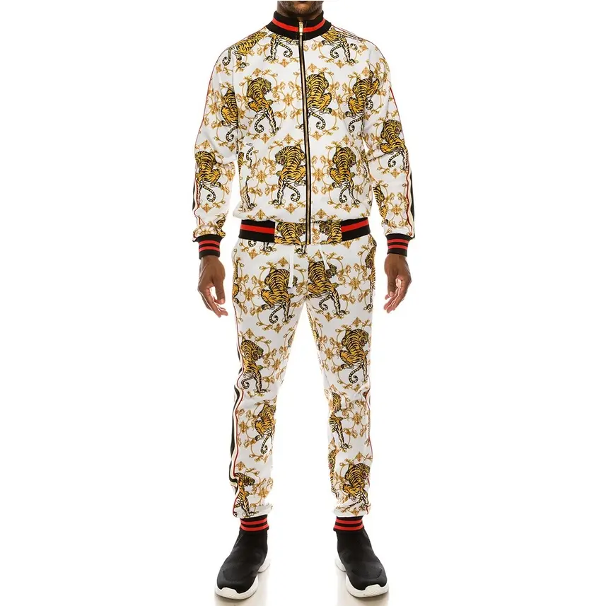 Men's Fierce Crouching Tiger White Tracksuit