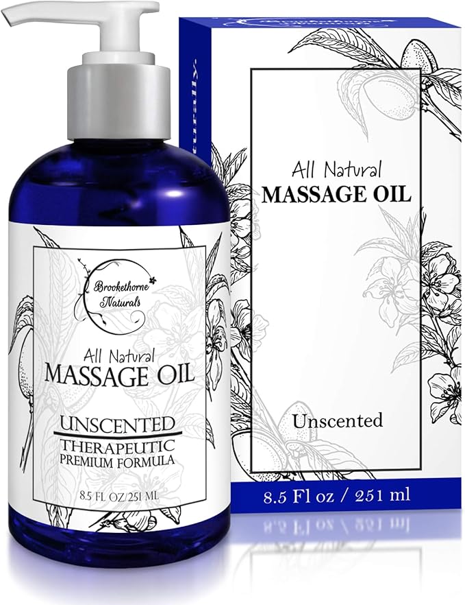 Unscented massage oil with sweet almond, grapeseed & jojoba for smooth glide, perfect for massage therapy & aromatherapy. 100% natural.