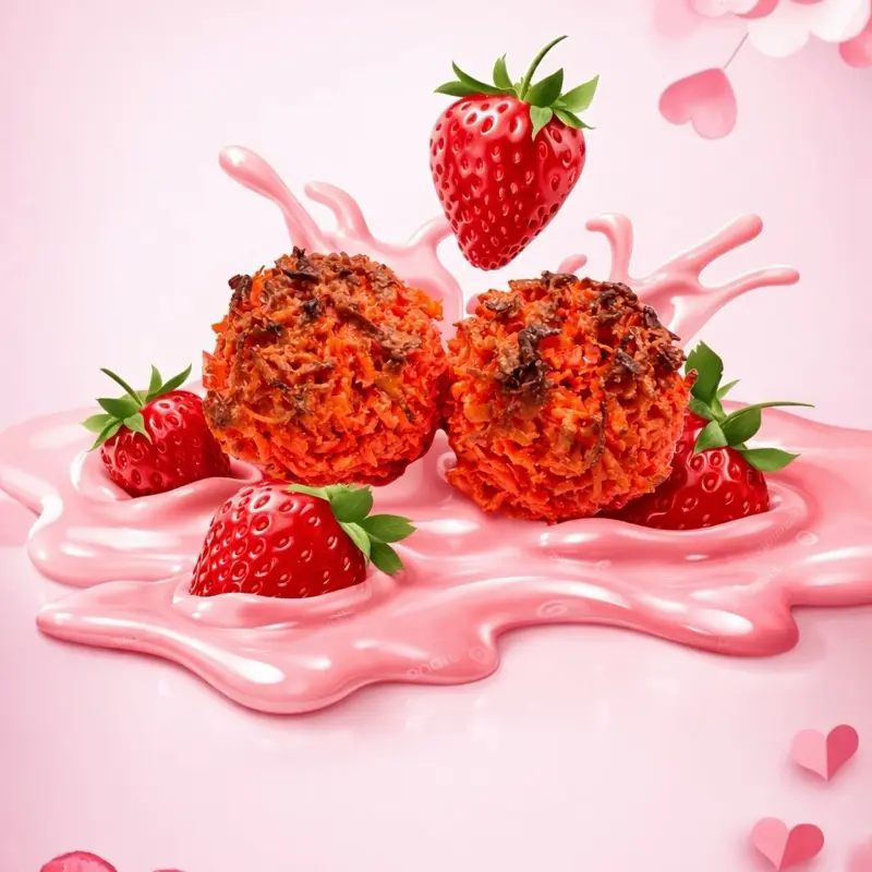La cupido Limited edition 2 coconut candies with cream strawberries and cream La cupido Limited edition 2 coconut candies with cream strawberries and cream