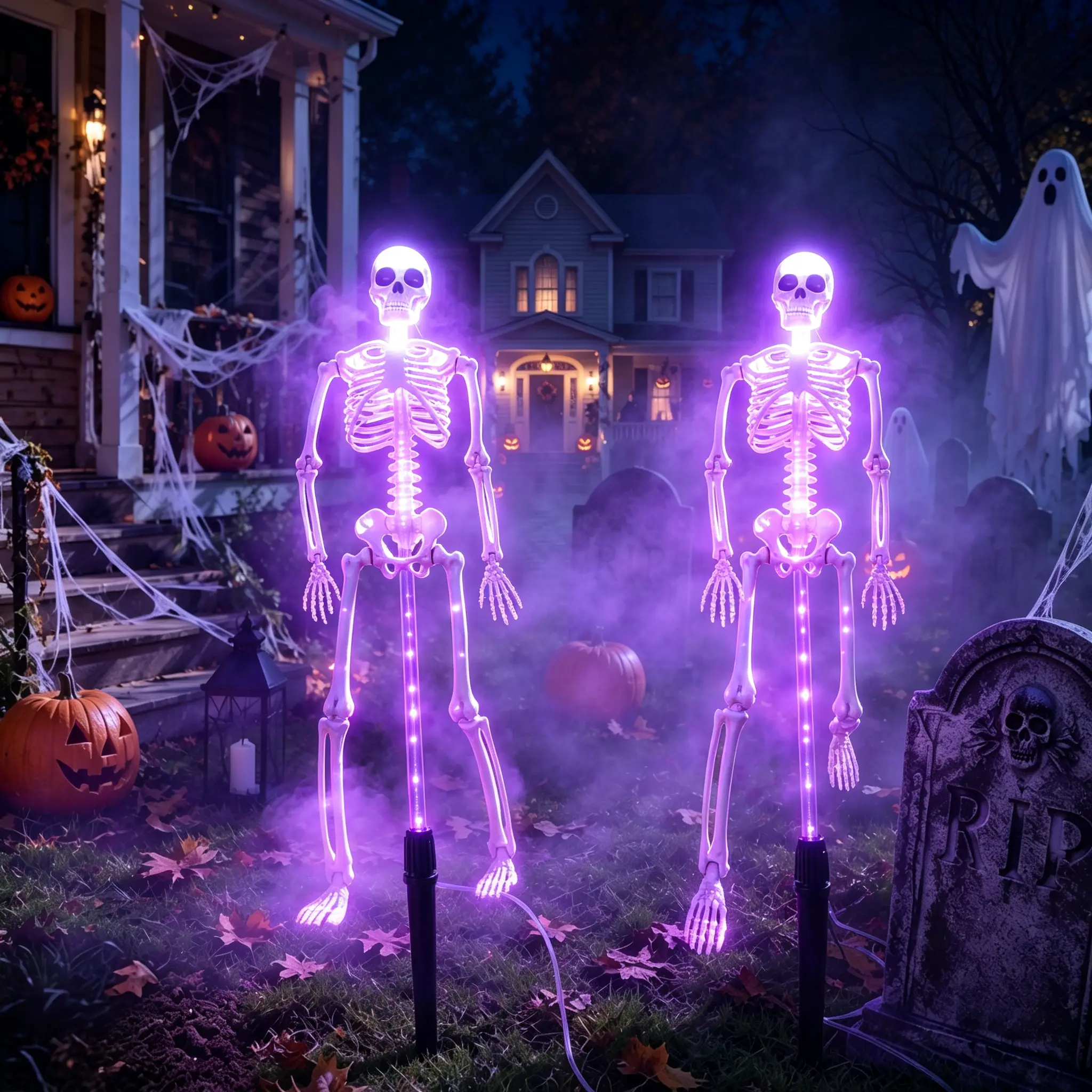 Halloween Solar Skull Lights, Waterproof Outdoor Garden Stake Lights for Yard, Lawn, Patio & Pathway Decor