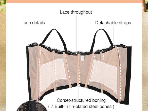 Popilush Leopard Corset Top Women's  Style Sexy Detachable Strap Lace Up Sculpting Shapewear