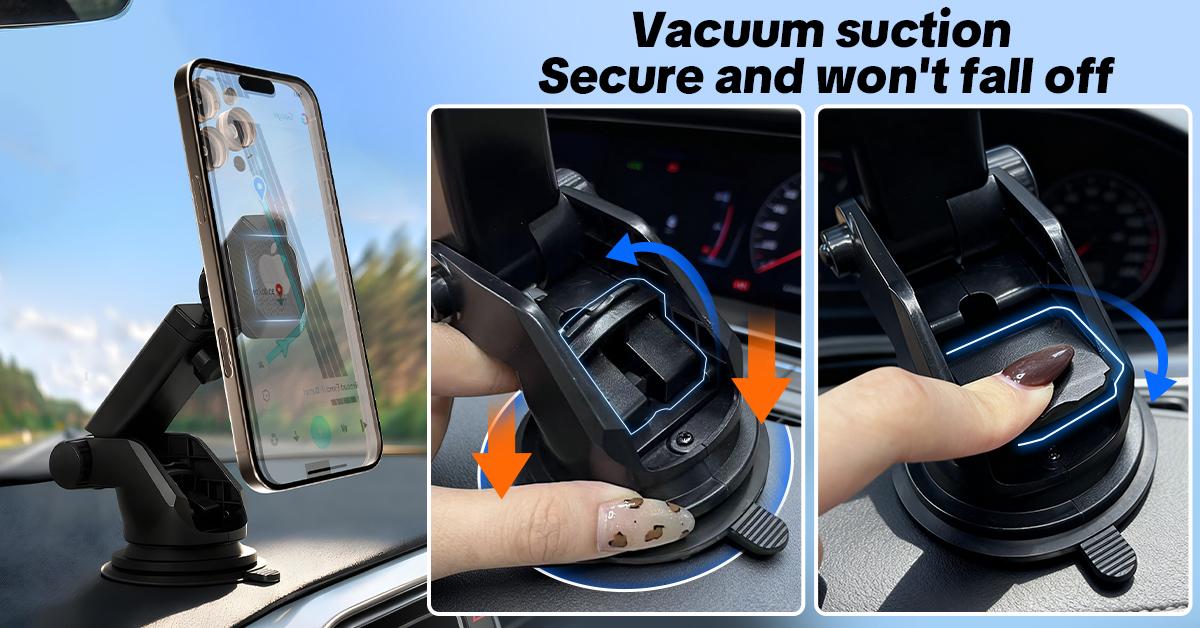 【HiEHA】Magnetic Suction Cup Car Mount, Stable CarPlay Holder for 7-Inch Monitors & Phones, Flexible Adjustable Dashboard/Windshield Mount with Strong Magnet, Easy Installation & Universal Compatibility