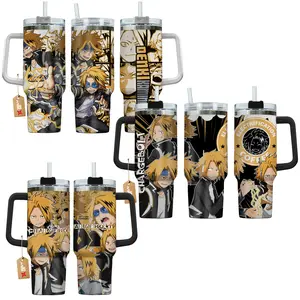 Denki Kaminari 'Chargebolt' My Hero Academia: Boku No Hero Anime Manga 40oz Tumbler Stainless Steel with Straw, Lid and Handle - Double Wall Insulated Flasks – Perfect Gift for Fans