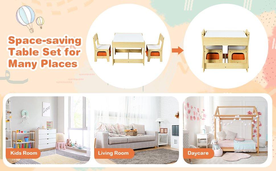 Costzon Kids Table and Chair Set, 3 in 1 Wooden Activity Table with Storage Space, Detachable Tabletop for Playroom, Nursery,Christmas Festival Gift Black Friday Cyber Monday Costzon Kids Table and Chair Set, 3 in 1 Wooden Activity Table with Storage Space, Detachable Tabletop for Playroom, Nursery,Christmas Festival Gift Black Friday Cyber Monday