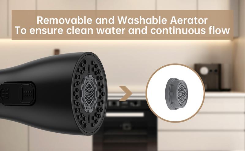 Garvee Pull Down Kitchen Faucet Head Replacement for Kitchen Faucet, 3-Modes & 7 Adapters Matte Black Finished