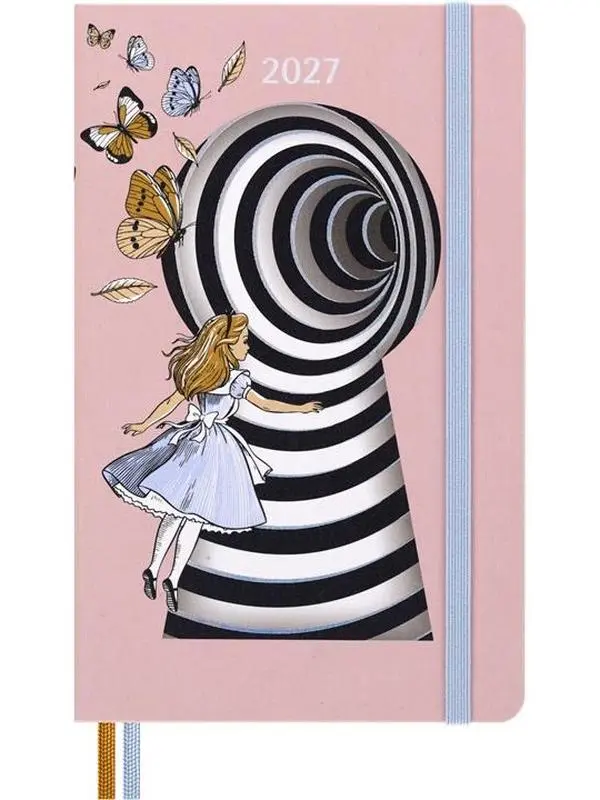 Moleskine Limited Edition Alice in Wonderland 2027 12-Month Weekly Planner - Hard Cover Stationery, Large (5"x8.25"), 144 Pages, Ribbon Bookmark, FSC Paper, for Dreamers & Collectors, Supports Flat Writing, Reflection, Creativity, Clarity