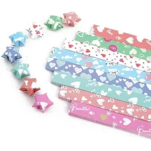 540 Sheets Star Origami Paper 8 Assortment Color Star Paper Strip Double Sided Origami Stars Paper Solid Color, Lucky Star Decoration Paper Strips DIY Hand Art Crafts (540 Sheets loving, 4)