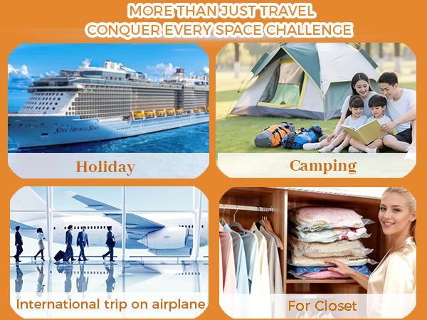 ADTO Cordless Travel Vacuum Bag Set 15-Pack Compression Bags for Carry-On Suitcases 140L/Min Powerful Air Removal USB Rechargeable Handheld Pump with Built-In Battery Space Saver for Clothes & Packing Organiser Durable Christmas gifts