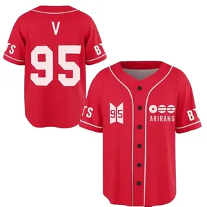 Full Print Bangtan Baseball Jersey Jersey, Vintage V 95 Jersey Shirt for Men & Women, Baseball Jersey for Men and Women, Baseball Jersey Style