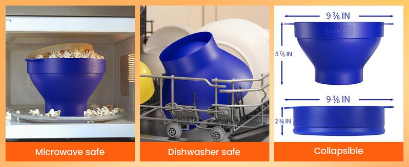 Microwave Popcorn Popper, Silicone Popcorn Maker Bowl for Microwave, Popcorn Popper Bowl, Kitchen Gadgets & Microwave Cookware