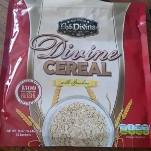 Vida Divina - Cafe Divina - Divine Cereal With Spirulina, Reishi, Whole Wheat Cereal & Non-Dairy Creamer. 16g of Protein per serving. 15 servings per Package - Instant Food