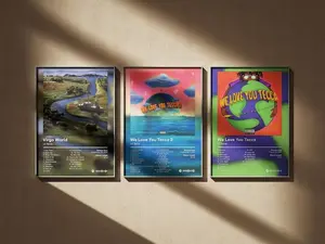 Lil Tecca Poster 3 Pack - Minimal Digital Art Prints - Album Cover Wall Decor Set Virgo Word, We love you tecca