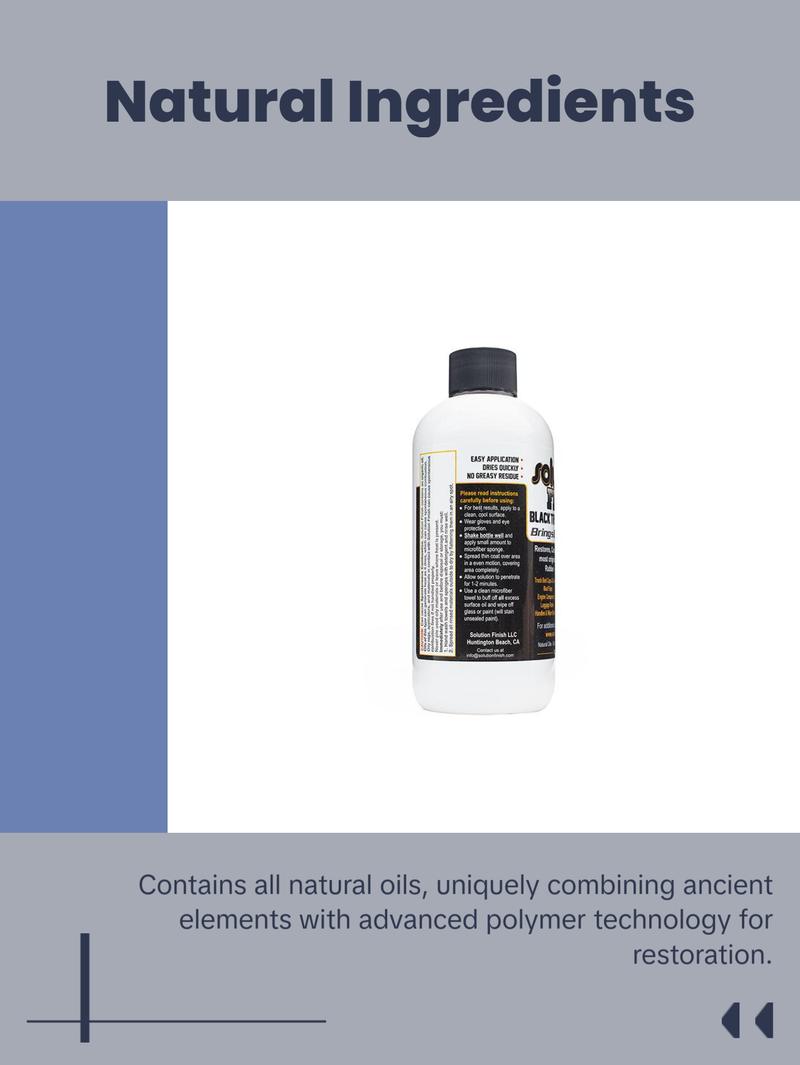 Solution Finish Full Installation Kit - Enriche, Condition, Protect; Black Plastic Trim Restorer (12oz) + 2 Microfiber Towels + Applicator Sponge + Gloves