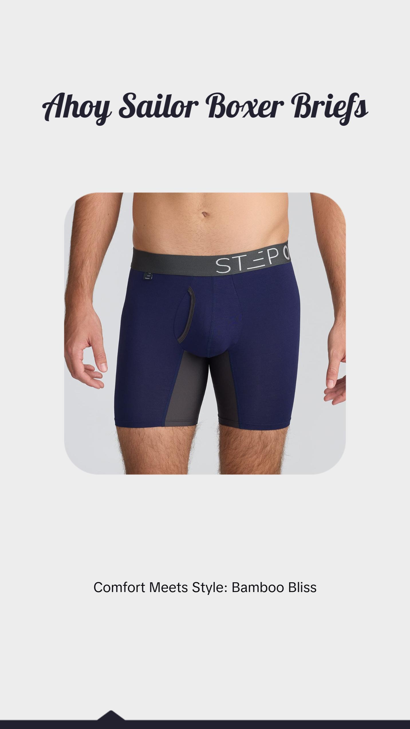 Step One Men's Boxer Brief Fly - Ahoy Sailor, Anti-Chafe, Breathable Bamboo Fabric, UltraGlyde Panels, Hidden Elastic Pouch, Premium Underwear, Athletic Daily wear