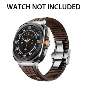 CRAZYGRASS Rugged Stepped Premium Silicone Strap For The Galaxy Watch Ultra 47mm Features A Double Folding Security Clasp A Non Slip Texture And A Comfortable Fit watchband [Watch not Included]