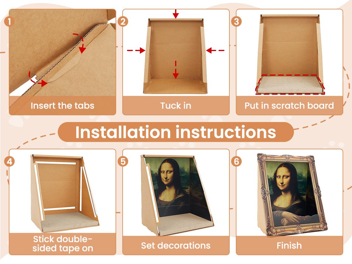 VAGASCAPE Mona Lisa Cat Scratcher Bed 2025 with Arm Front Panel Eco-Friendly Cardboard Cat House Easy-to-Assemble Artistic Home Decoration for Cats and Small Pets VAGASCAPE Mona Lisa Cat Scratcher Bed 2025 with Arm Front Panel Eco-Friendly Cardboard Cat House Easy-to-Assemble Artistic Home Decoration for Cats and Small Pets