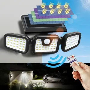 (2 Packs) Solar Outdoor Lights 2500LM 210LED SecurityLights,3 Heads Dimmable SpotLights with 3Modes,IP65 Waterproof