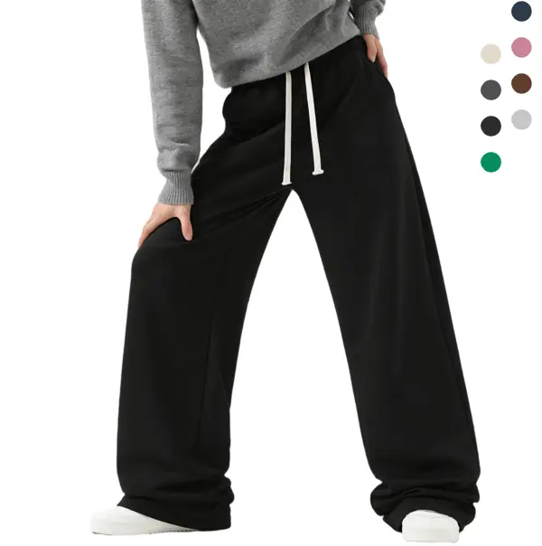 Upgraded fabric material; versatile men’s hooded sweatshirt paired with drawstring sweatpants; solid-color men’s jogging pants with a casual, comfortable loose fit for everyday wear in spring and autumn, suitable for the back-to-school season.