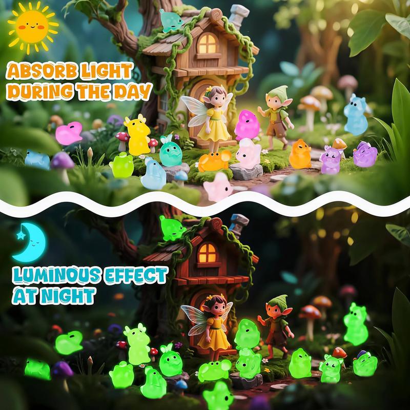 Sky Lab 100PCS Mini Glow in The Dark Animal Resin Models, Surprise Bundle for Dollhouse Decor, Fairy Garden Decor, Birthday Party Gift, DIY Crafts, Ornaments Desktop Statue Decoration Lightweight Artistic Magical Luminous Glossy