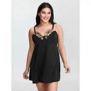 【Summer Turn-Up】Bloomchic Floral Embroidery Satin Bow Detail Lounge Dress 2026 Summer Pick for Mother's Day