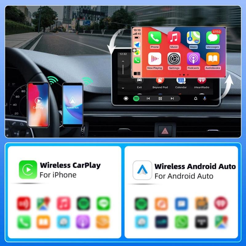 2025 Upgraded Wireless CarPlay & Android Auto Adapter – Fast & Stable Connection, Mini Wireless Dongle for iPhone iOS 10+ & Android 11+, Hands-Free Calls, Plug & Play