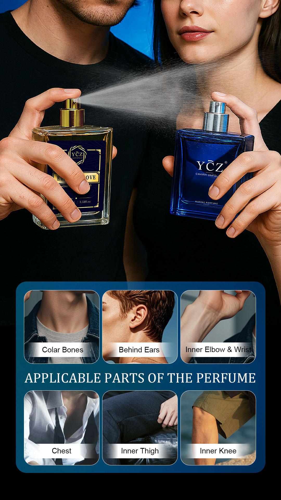 YCZ Men's Premium Cologne Set Eternal Love 75ml & Midnight Marine 50ml Aromatic Woody Scent Long-Effect EDP Unisex Fragrance for Clubbers Perfume Scented Perfume Oil Concentrated Perfume Pack
