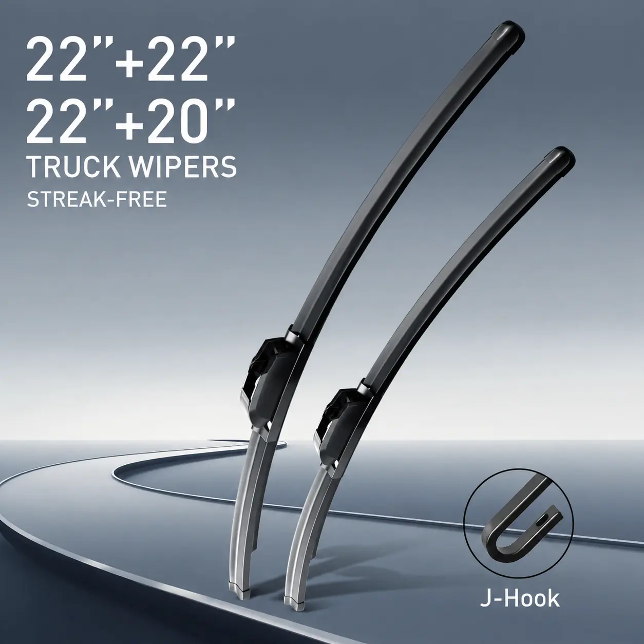 All-Season Windshield Wiper Blades for J-Hook Wiper Arm, Zero Noise Zero Streaks, 22"+22" / 22"+20" Ultra Quiet Windshield Wipers (Pack of 2) OEM Quality Classic Auto Accessories Car Parts Automotive Replacement