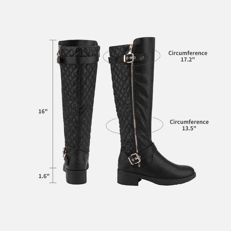 Dream Pairs Women's Stylish Knee High Riding Boots with Wide Calf Circumference with Faux Winter Comfortable Walking Shoes
