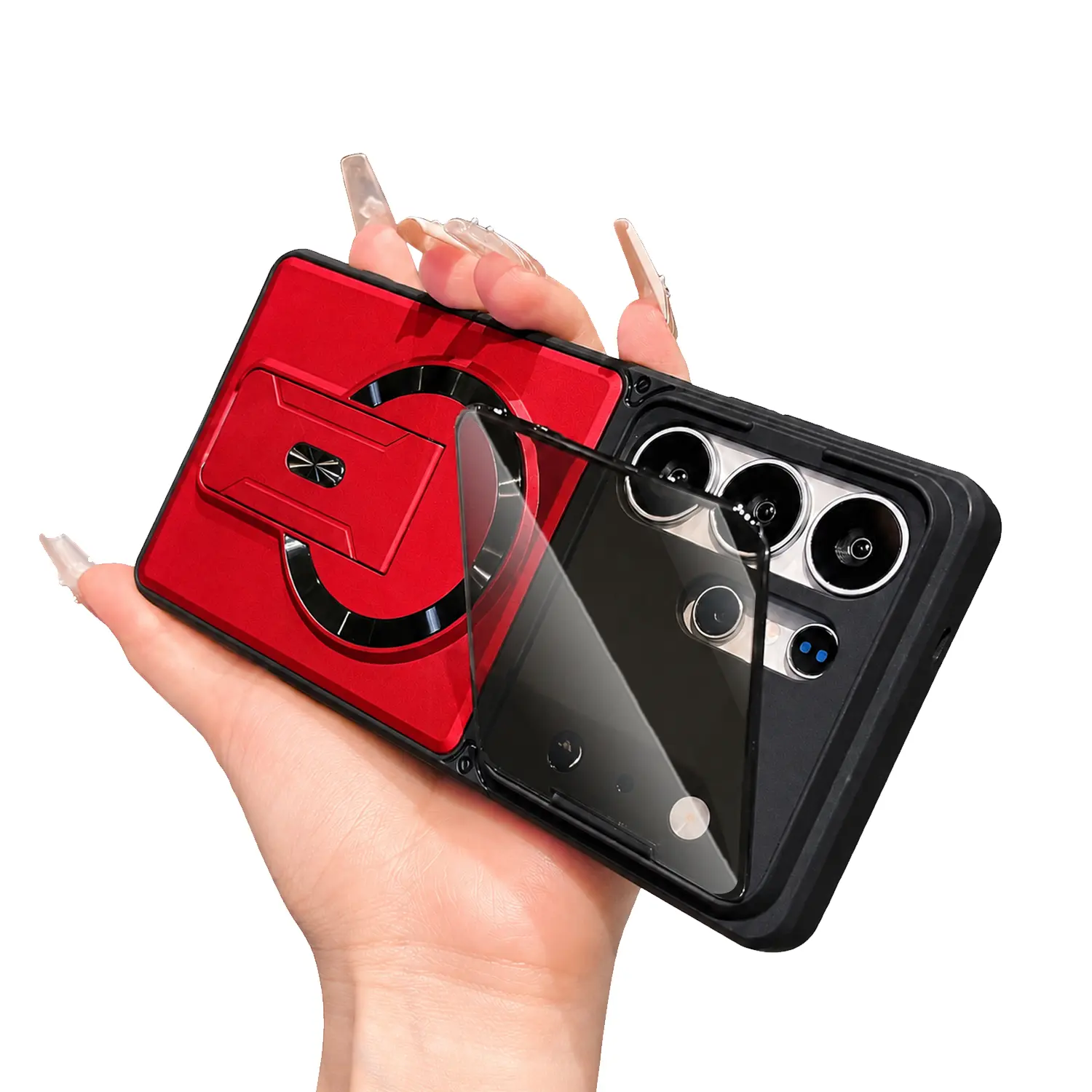 MagSafe Magnetic Case for Samsung Galaxy S26 Ultra S25 S24 S23 Ultra FE, Hidden Kickstand & Camera Lens Protection, Shockproof Rugged Phone Cover with Built-in Stand
