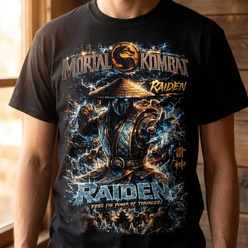 Mortal Kombat Raiden Tee, Vintage Bootleg Style Gaming Shirt