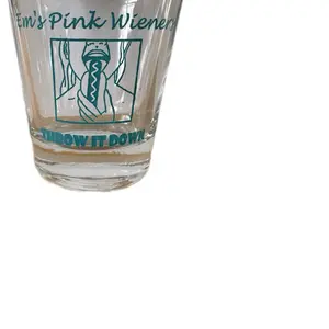 Shot glass funny hotdog Throw it Down Em’s Pink Wieners hot dog cart
