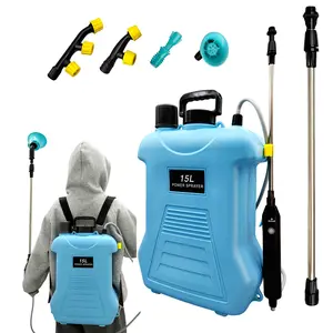 Lawn Electric Backpack Sprayer Automatic Gardening Sprayer Multifunctional Portable Retractable Rod for Outdoor Home Farm, 15L Blue