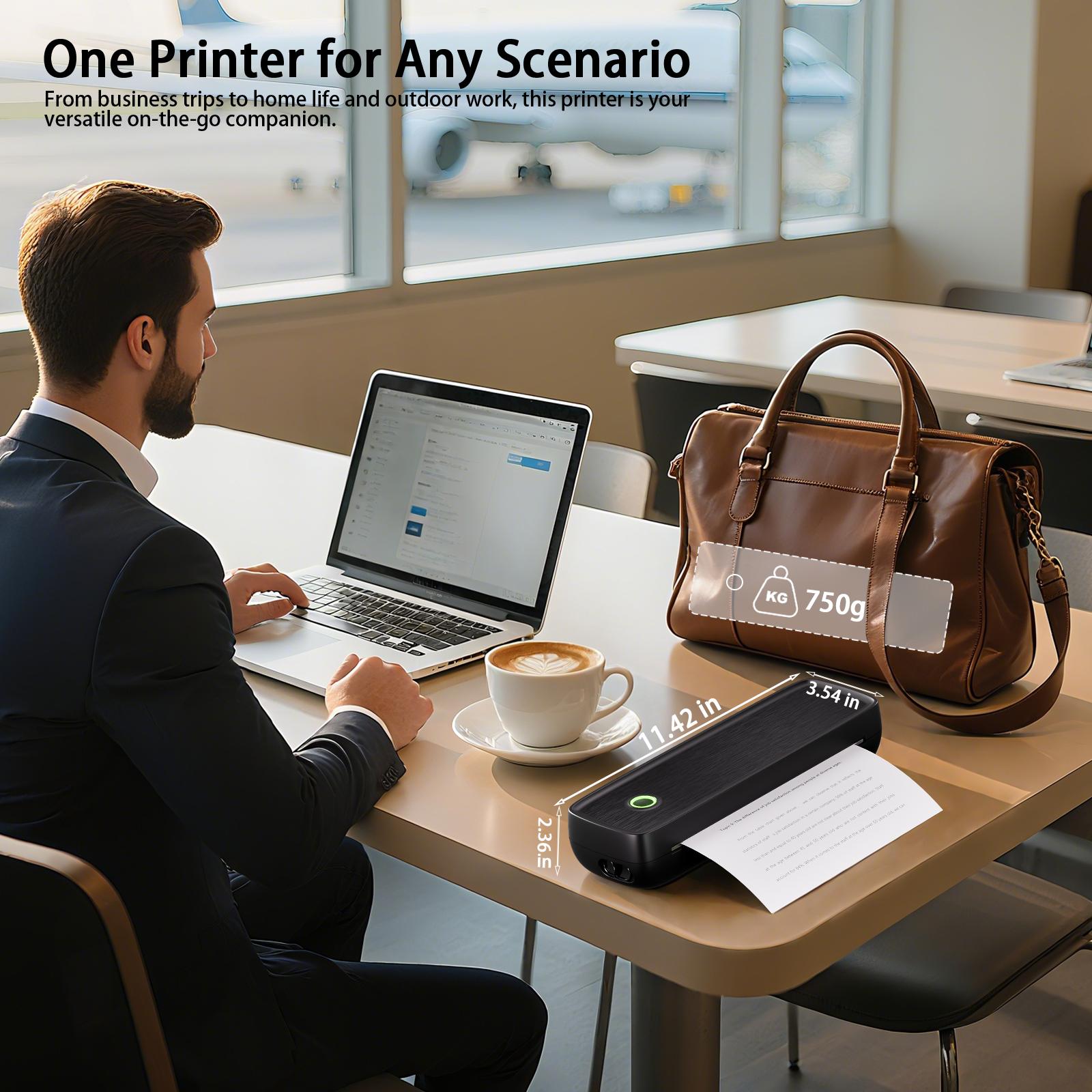 LABEER Wireless Portable Printer - For Travel，Bluetooth Thermal Printer Supports 8.5"x11" US Letter, Legal, A4 & A5 Paper | Inkless Mobile Printer for iOS, Android, Laptop | for Office, Car, Home