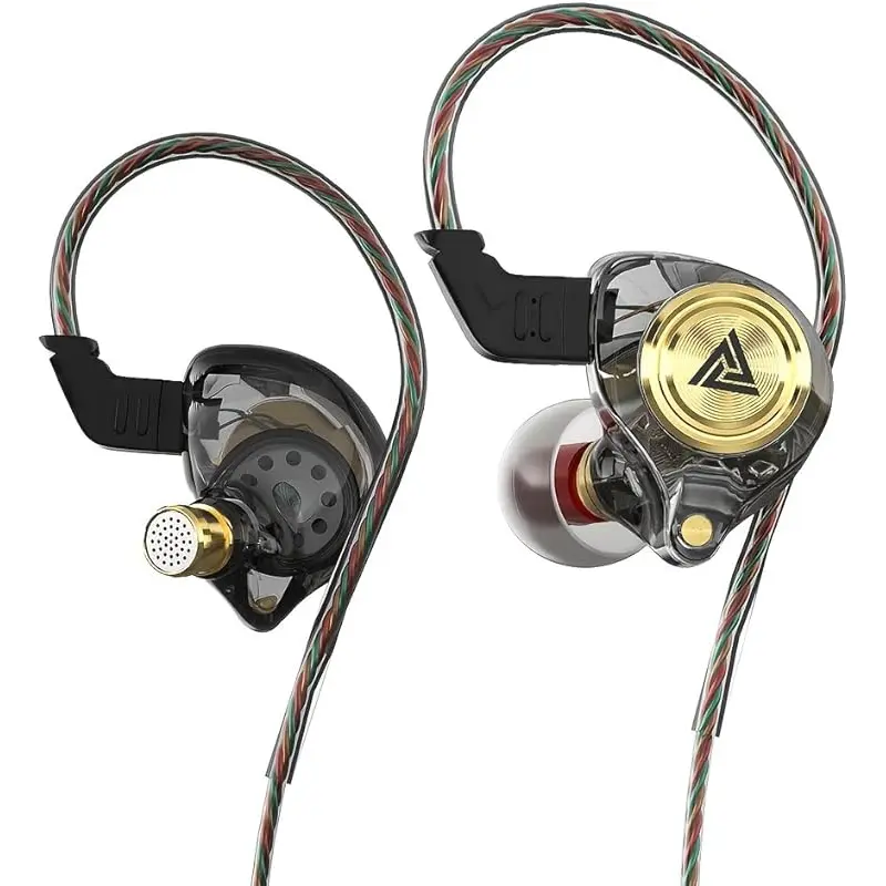 QKZ AK3 Wired In-Ear Earbuds with Mic (Retail Box) - HiFi Subwoofer, Active Noise Cancellation, 3D/8D Audio, 3.5mm Jack, Waterproof, Portable Stereo Headphones for Gaming, Sports, Compatible with Game Console