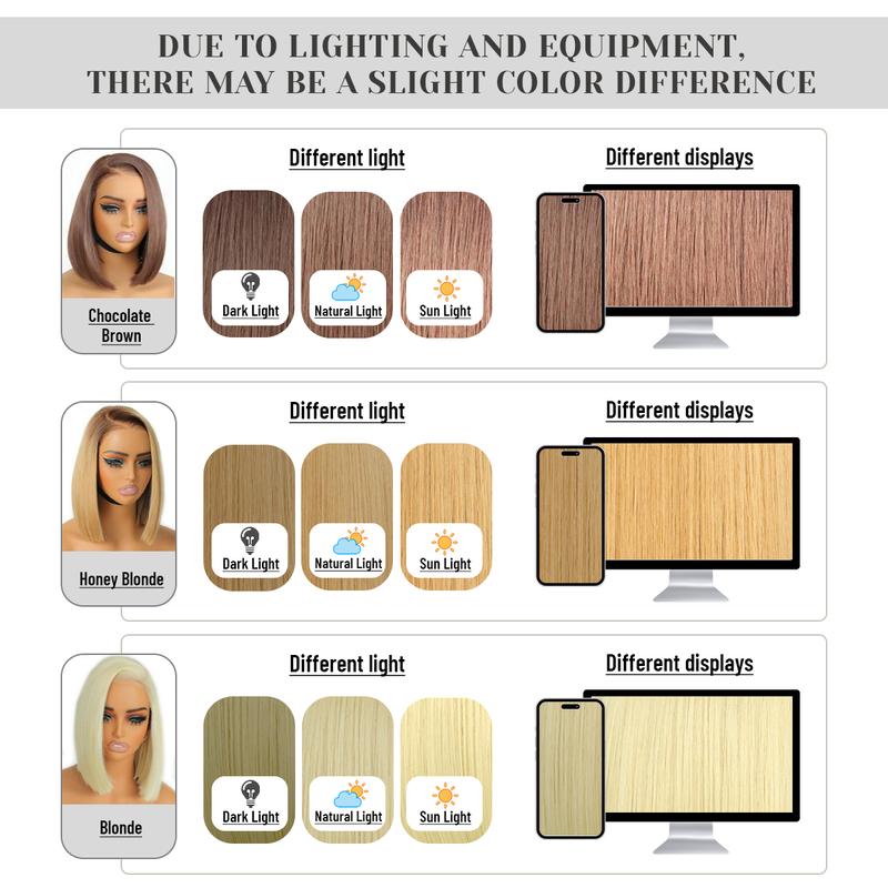 U&A Hair 9x7 Glueless Synthetic Wear and Go Bone Straight Wigs Double Drawn Bob Wig High Density, Vivid Self Growing Clean Hairline with Tiny Knots