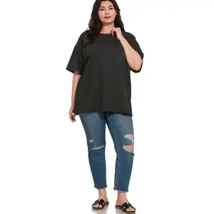 Zenana Plus Cotton Loose Fit Short Sleeve Top