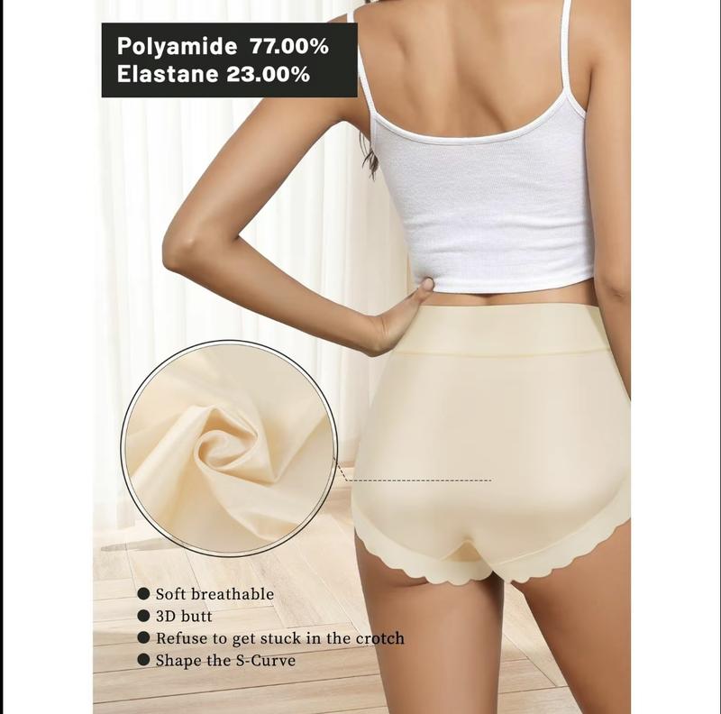 Women's Seamless Mid-Waist Underwear Invisible Comfort Breathable Underpants for Ladies 6Pcs Soft Elastic Mid-Waist Waistband Basic Cotton Panties