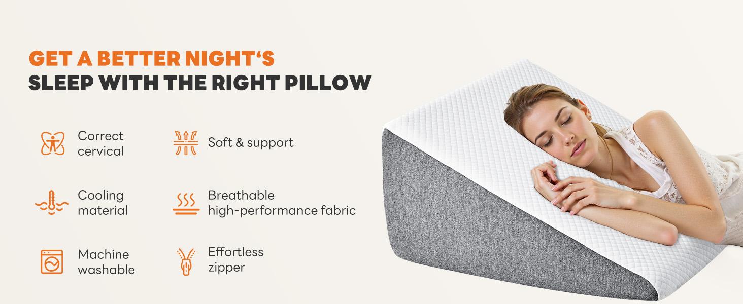 Sweetcrispy Premium Memory Foam Wedge Pillow, Body Pillow for Sleep Apnea, Sleeping Comfort, Triangle Design Washable Cover