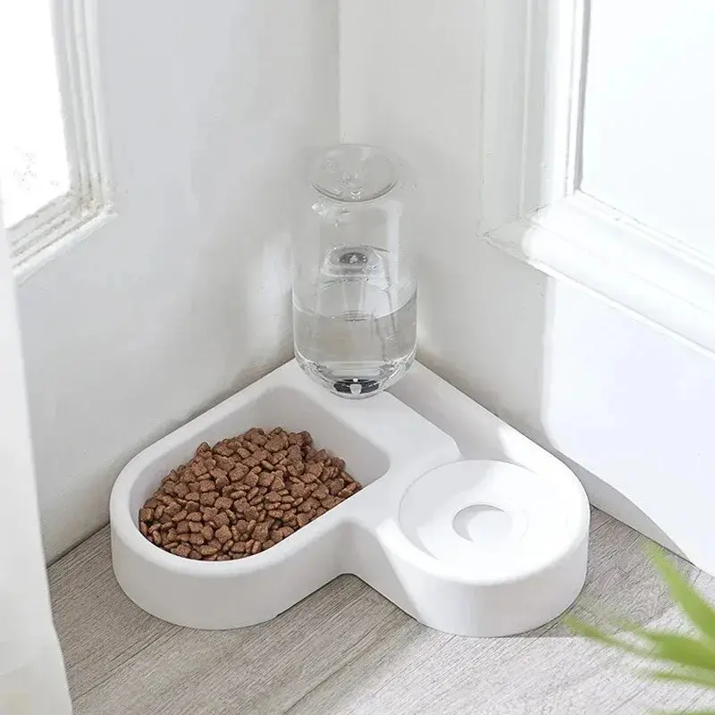 2-in-1 PP Plastic Pet Gravity Feed Water Dispenser & Feeding Bowl Set - Convenience Hydration Aid for Dogs, Puppies & Cats, Essential Feeding Accessory