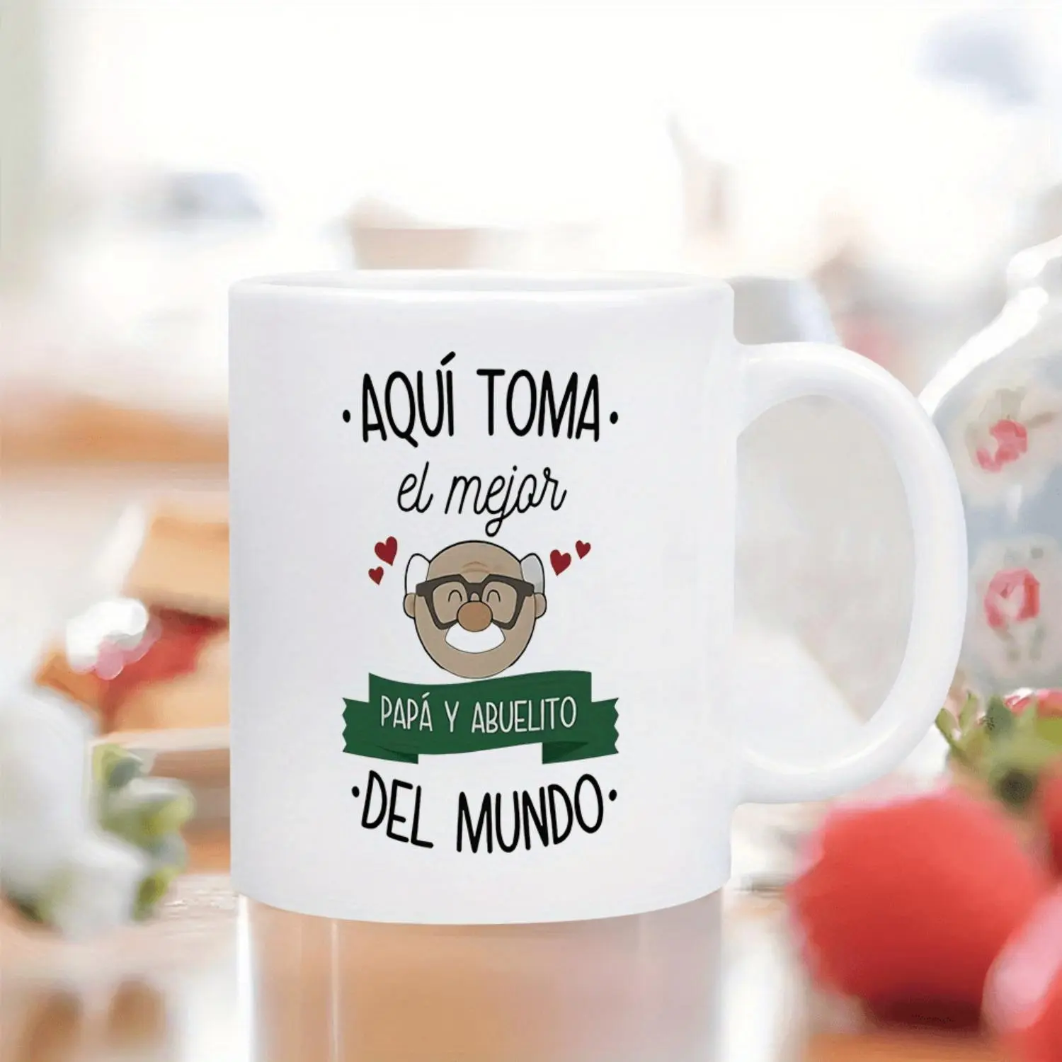 11oz Ceramic Coffee Cup for Dad and Grandpa with "World's Best Dad" & "Awesome Grandpa" Engravings, Microwave Safe, Perfect for Holidays Birthday Christmas Gifts