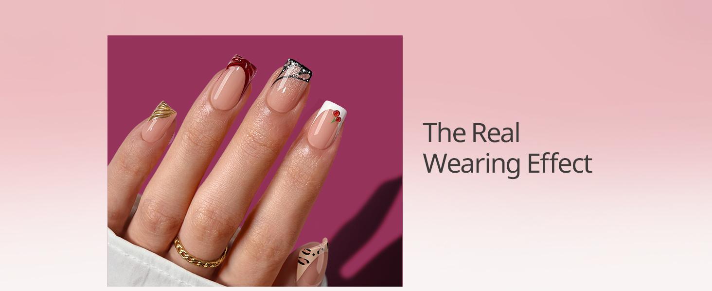 BTArtboxnails x LongHairPrettyNails press on nails Square Almond Oval and Stiletto press on nails with 5 desgins,32 pcs Each