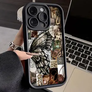 Retro Butterfly Phone Case for iPhone 17 16 Pro Max 15 Plus 14 13 12 11  Air XR XS Plus Shockproof Drop Protection Rugged Durable Silicone Cover