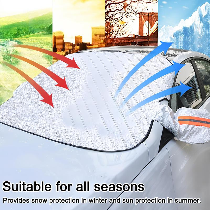 DABATR Car windshield anti-snow and anti-frost cover with rearview mirror cover, suitable for most vehicles, sedans, SUVs, etc., can be used in all seasons