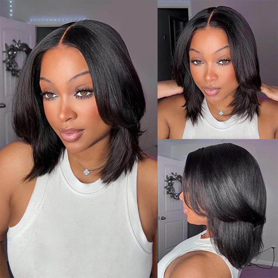 【NEW】FORGIRL FOREVER Layered Cut Yaki Straight Wear Go Glueless Wig 9x6 T Part Pre-Cut Lace Bob Wig With Drawstring 【NEW】FORGIRL FOREVER Layered Cut Yaki Straight Wear Go Glueless Wig 9x6 T Part Pre-Cut Lace Bob Wig With Drawstring