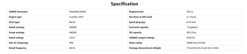 PowerSmart 4300/4400-Watt Portable Inverter Generator, Gas Powered, CO-Sensor, Hurricane season, Lightweight and Emergency Backup, Camping, EPA Compliant(DB5041/DL5040/DL5040C), generators for house power, house generators