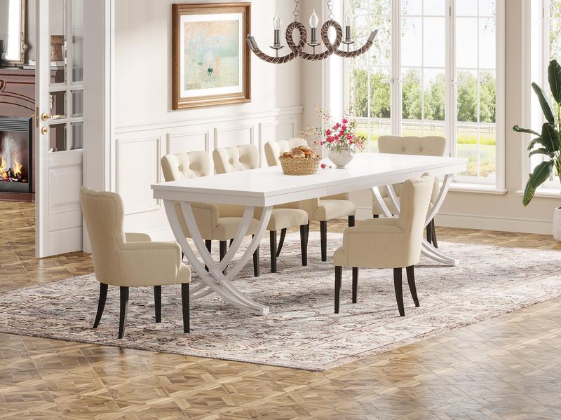 Tribesigns Rectangular Dining Table for 6-8, 78 inch Large Wood Farmhouse Dinner Table with Heavy Duty Metal Legs and Wooden Top for Kitchen Dining Room Living Room, White