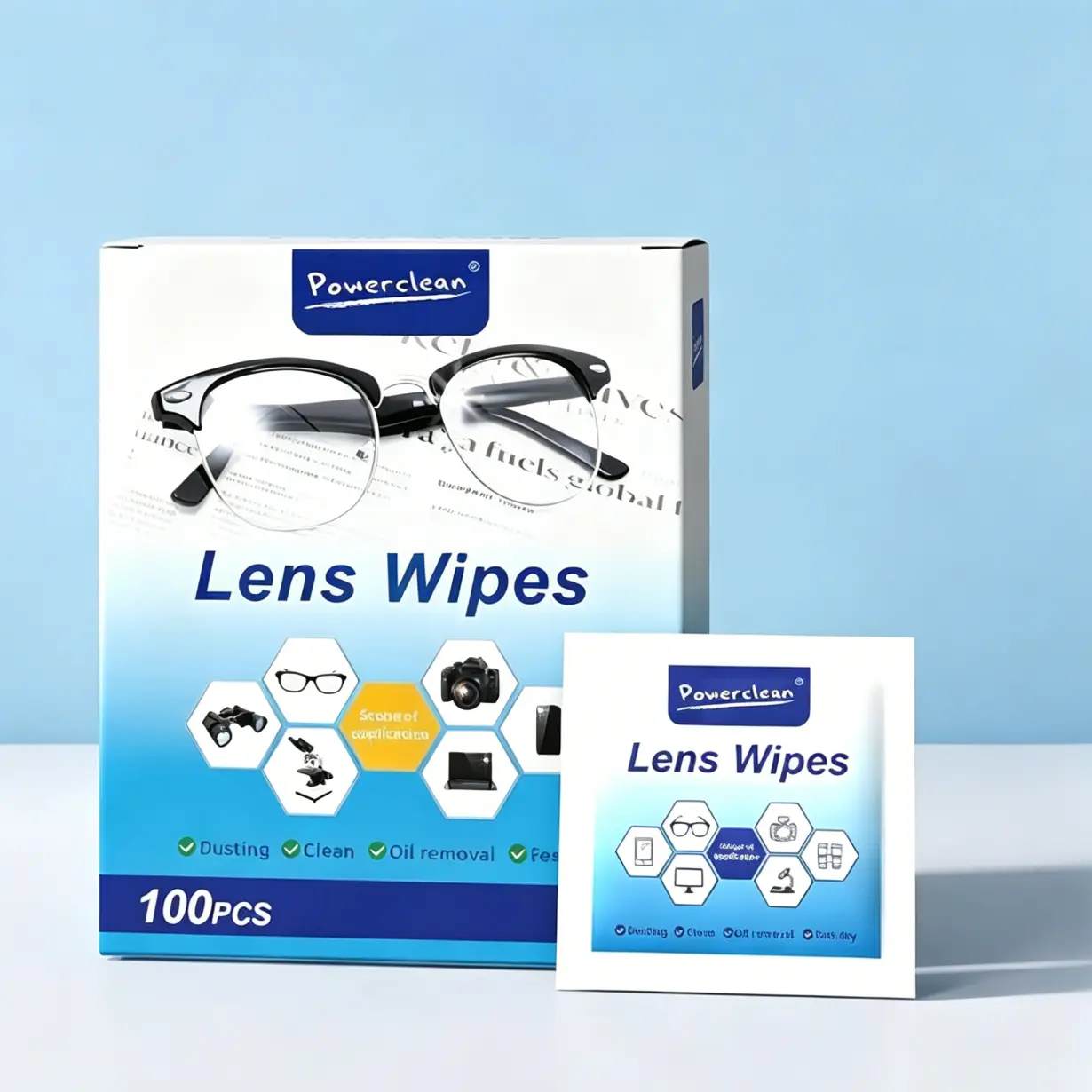 Portable Individually Wrapped Lens Wipes 100 Pack, Multi-Use Cleaner for Glasses, Cameras & Goggles | Streak-Free, Anti-Scratch, Long-Lasting Anti-Fog Cleaning Smartphone Protection
