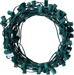 Brightown C9 Light Strand 100 FT Outdoor String Lights with 100 E17 Sockets 12 Spacing Green Wire for Christmas Decor Patio UL Certified