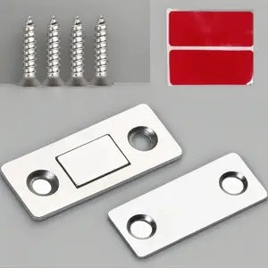 10 Pack Ultra Thin Cabinet Door Catch Stainless Steel Cabinet Magnetic Door Catch Cabinet Magnets Adhesive Drawer Latch Cabinet Magnetic Catch for Kitchen Closet Door Magnet Stick on Cupboard Wardrobe