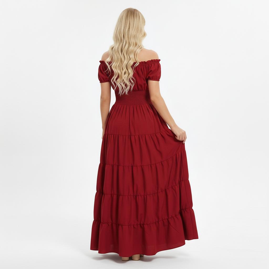 Renaissance Costume Women Medieval Irish Under Dress Retro Gown Wench Peasant Smocked Waist Long Dresses Halloween Costumes Girls Party Outfit Gothic Dress 6531-D1